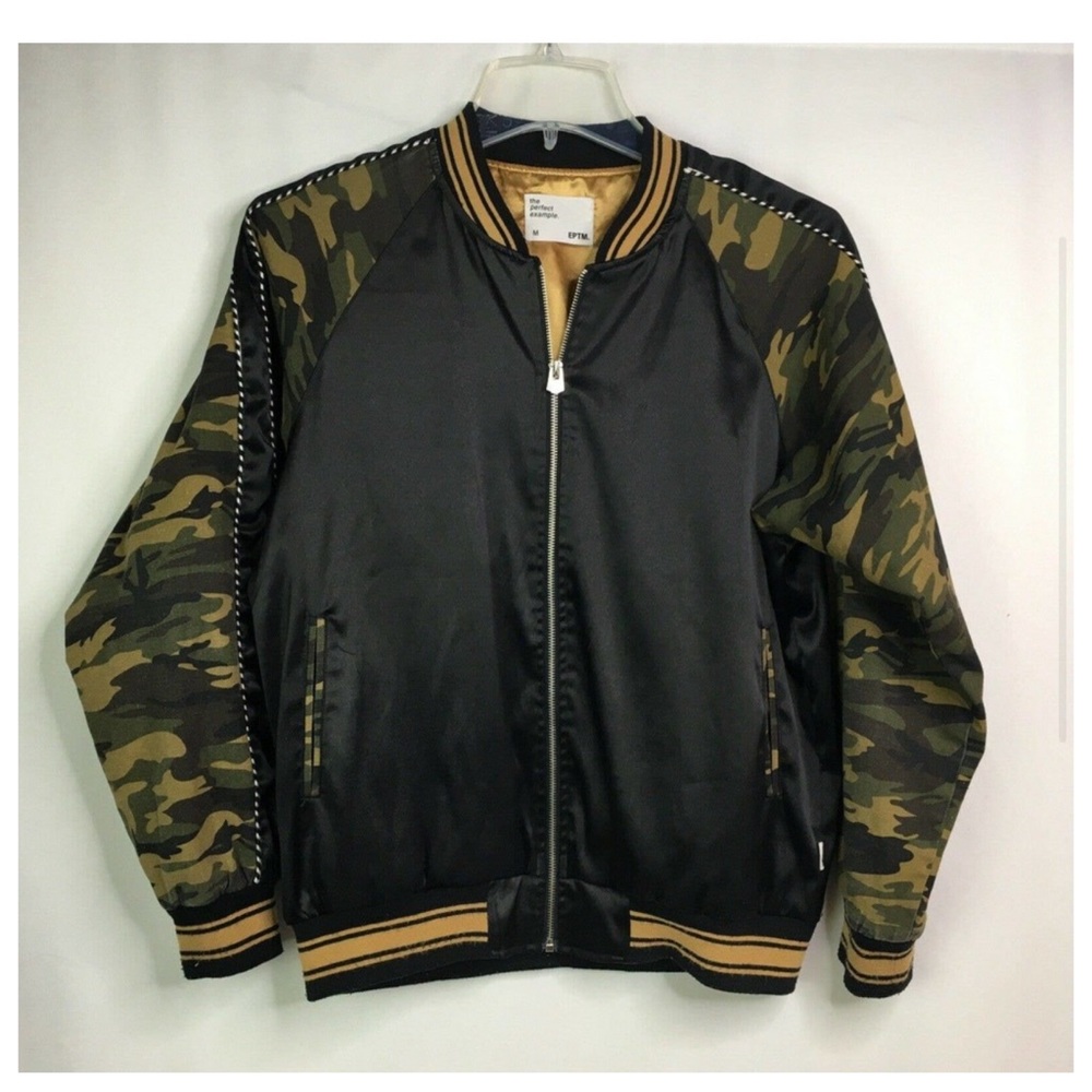 EPTM Camo Black Souvenir Bomber Jacket the perfect example Size S Satin